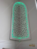 Wooden Geometric Arch Panel, Moroccan Decorative Wood Panel, Mehraab with LED Light for Prayer Room, Moroccan Arabic Arch Frame, Islamic Art, corner wooden panel
