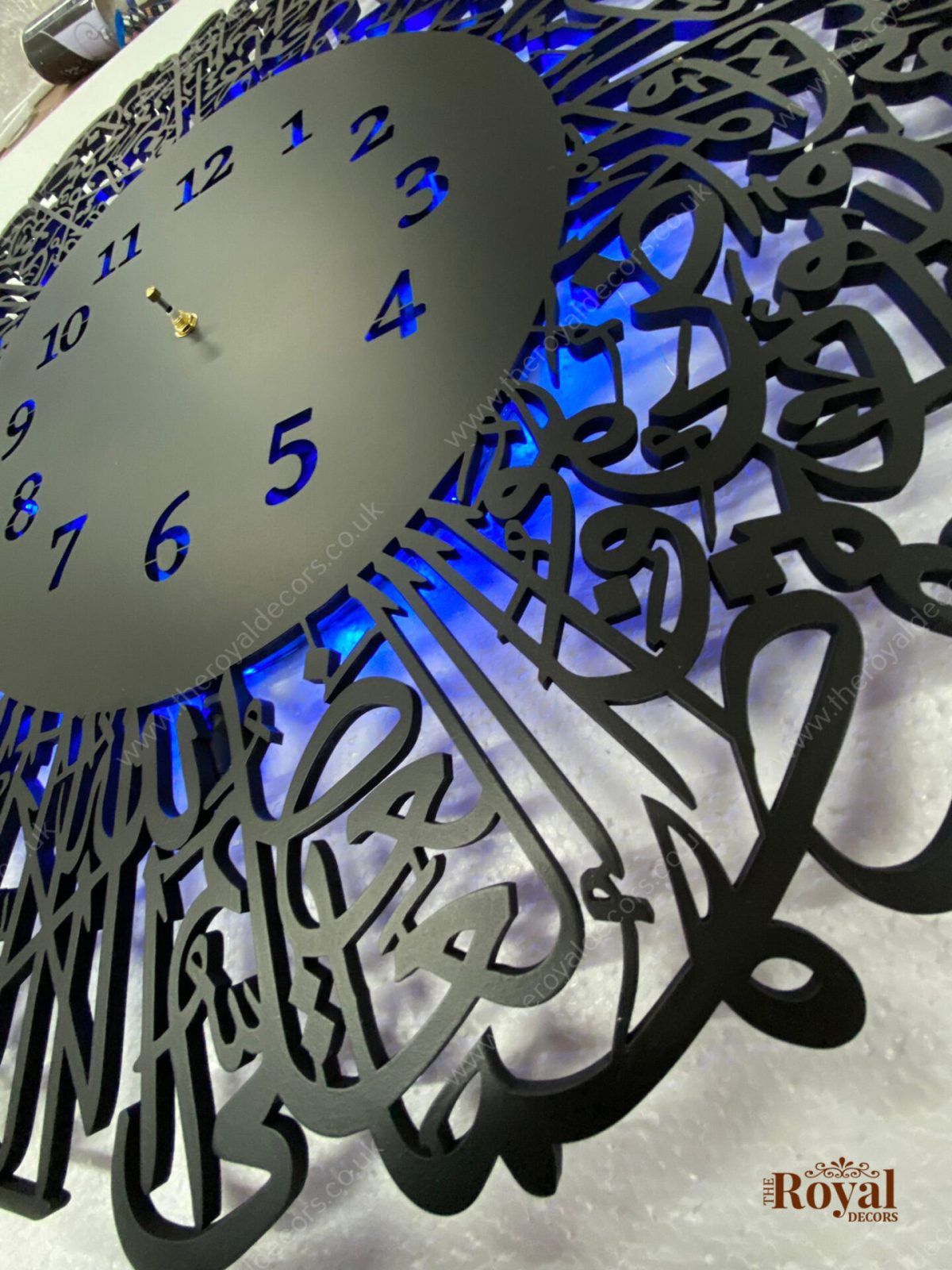 ayatul kursi islamic clock arabic calligraphy wall art with led light, ayatul kursi wall decor, modern and unique islamic art, eid and ramadan gift, islamic 1