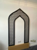 Mehraab for prayer room and masjid or mosque,Wooden Geometric Arch Panel, Moroccan Decorative Wood Panel, Mehraab with LED Light for Prayer Room, Moroccan Arabic Arch Frame
