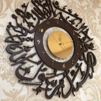 3D First Kalima Shahada Islamic Clock Wall Art Arabic Calligraphy home decor