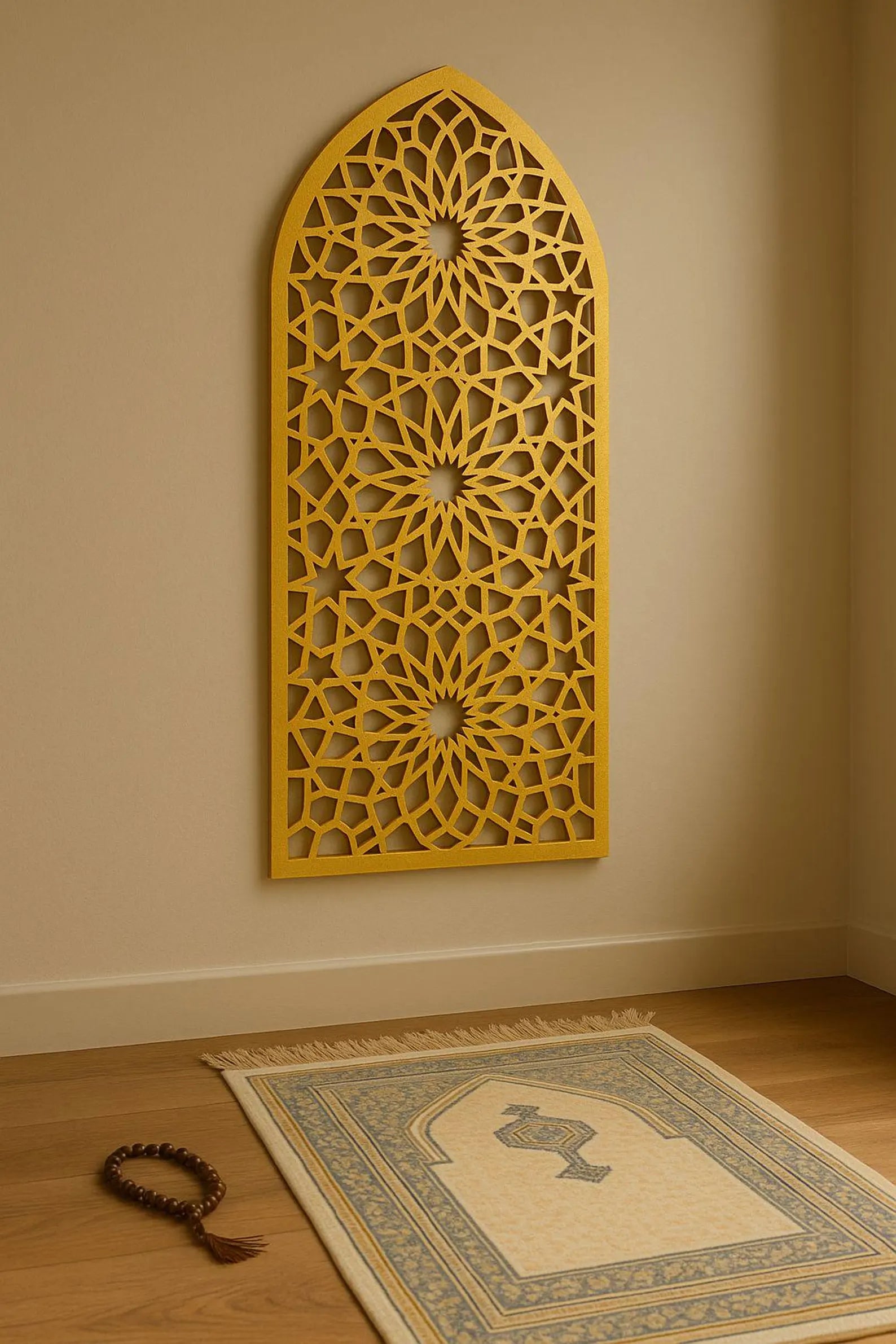 Tall Mihrab Arch, Geometric Arabesque Islamic Wall Art