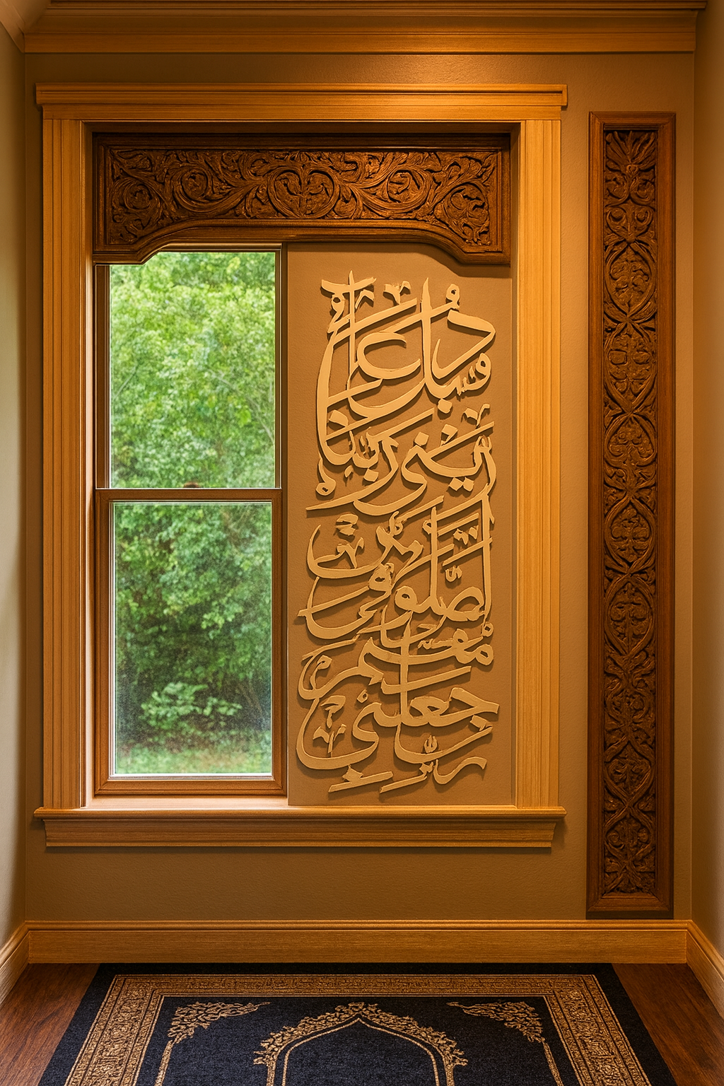 3D Wooden Islamic Wall Art, Rabbi Jalni Muqimas Salati Dua