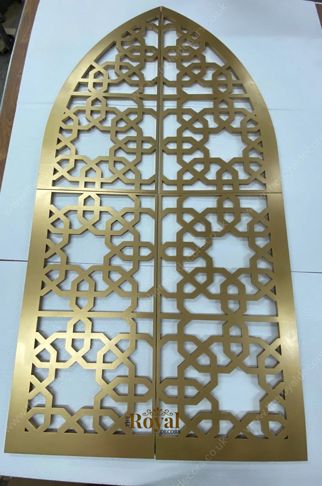 Wooden Geometric Arch Panel, Moroccan Decorative Wood Panel, Mehraab with LED Light for Prayer Room, Moroccan Arabic Arch Frame, Islamic Art